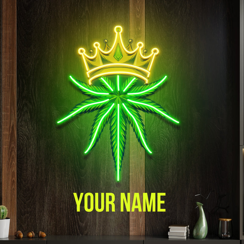 Custom Name King Marijuana Logo Artwork Led Neon Sign Light