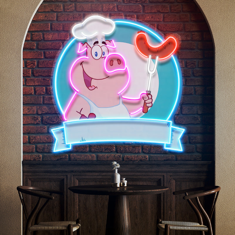 Custom Name Pig Food Logo Artwork Led Neon Sign Light