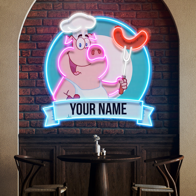 Custom Name Pig Food Logo Artwork Led Neon Sign Light
