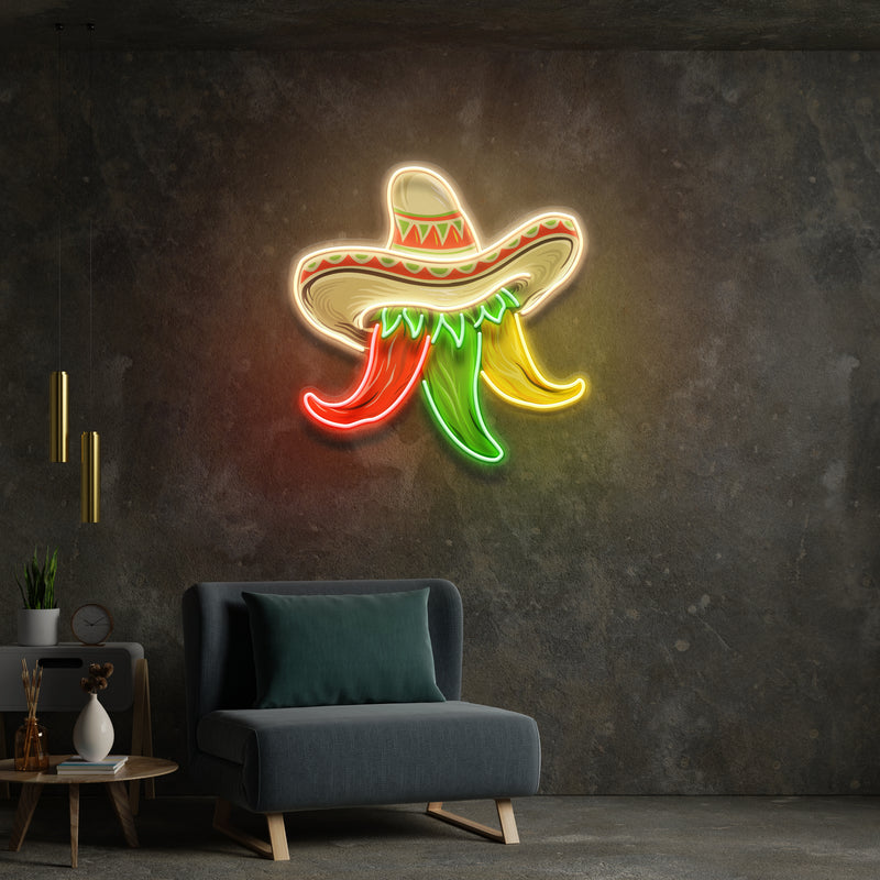 Custom Name Restaurant Cinco De Mayo Mexican Chili Artwork Led Neon Sign Light