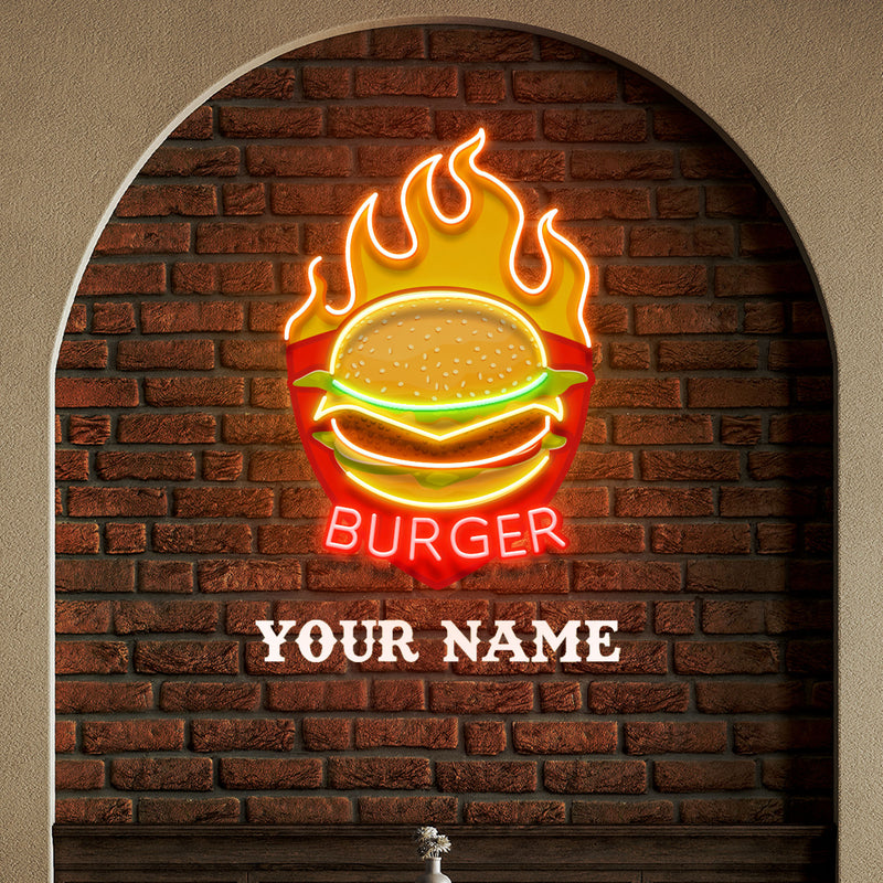 Custom Name Restaurant Fast Food Burger Led Neon Sign Light
