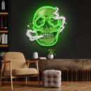 Custom Name Smoking Weed Green Skull Artwork Led Neon Sign Light