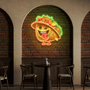 Custom Your Brand Taco With A Big Smile And A Sombrero Artwork Led Neon Sign Light