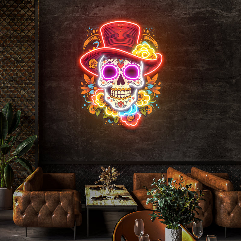 Custom Name Mexican Restaurant Skull Artwork Led Neon Sign Light