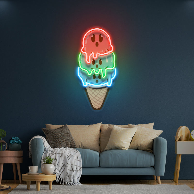 Cute Ice Cream Cartoon Artwork Led Neon Sign Light