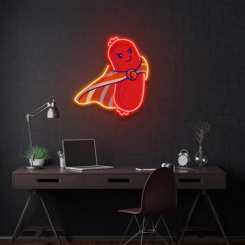 Cute Sausage Super Hero Artwork Led Neon Sign Light