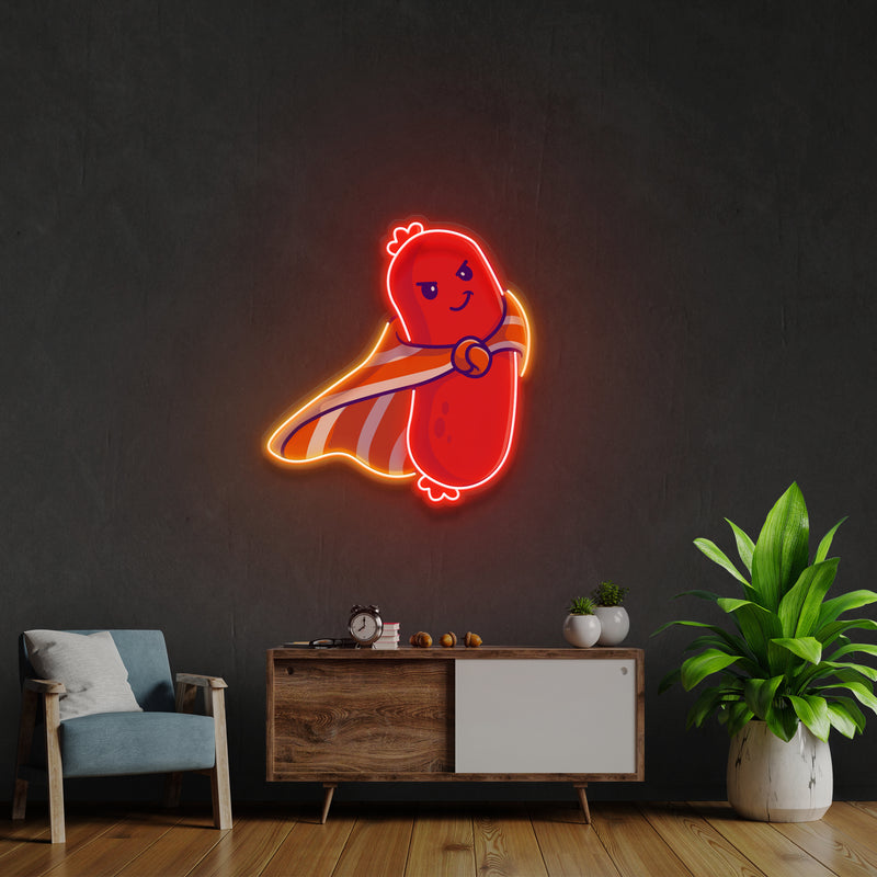 Cute Sausage Super Hero Artwork Led Neon Sign Light