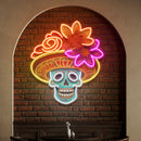 Custom Name Dead Day Party Sugar Skull or Halloween Holiday Artwork Led Neon Sign Light