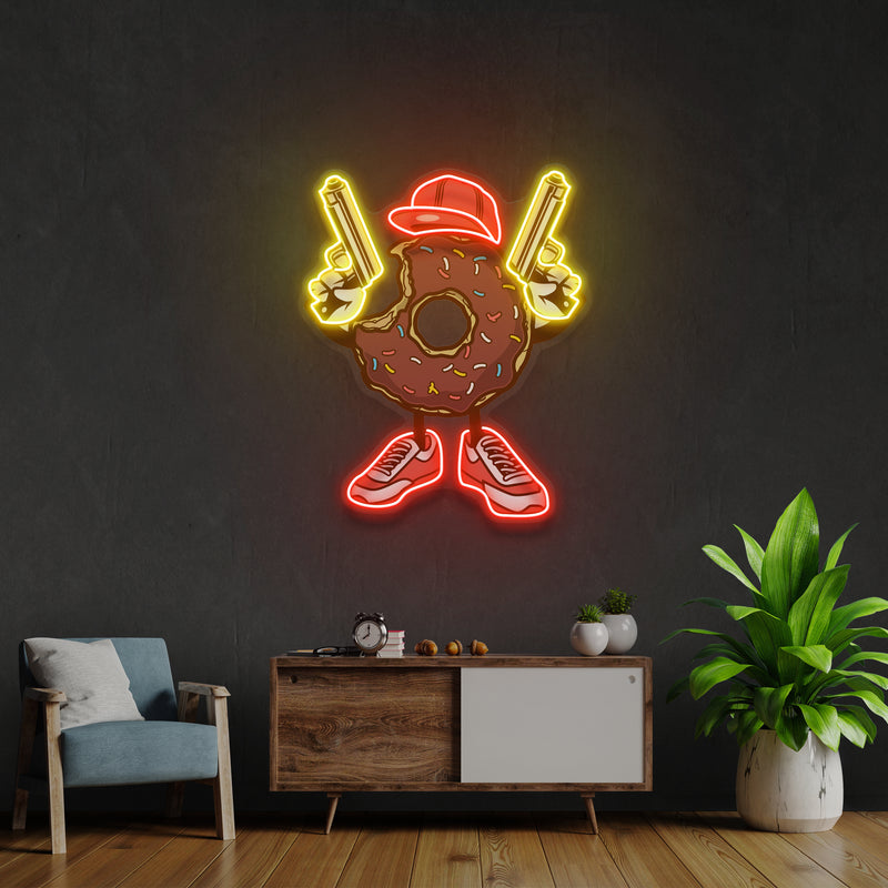 Donuts With Gun Artwork Led Neon Sign Light