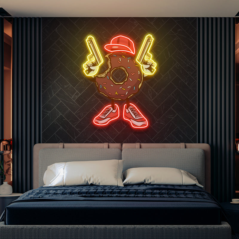 Donuts With Gun Artwork Led Neon Sign Light