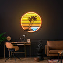 Enjoy The Tropical Waves Sunset Retro Vintage Style Artwork Led Neon Sign Light