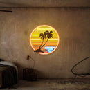 Enjoy The Tropical Waves Sunset Retro Vintage Style Artwork Led Neon Sign Light