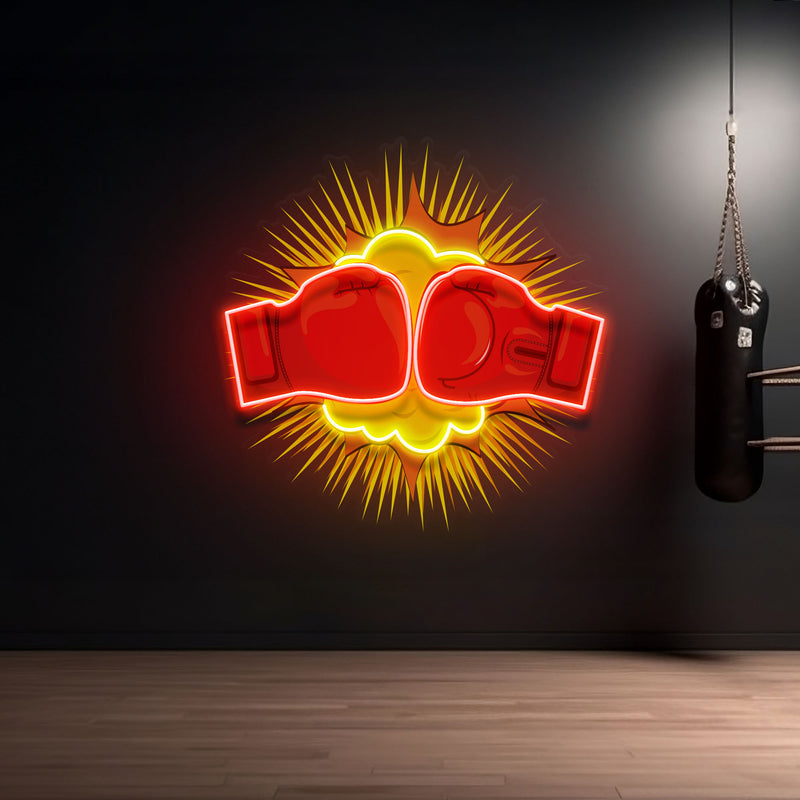 Fiery Boxing Gloves Led Neon Sign Artwork