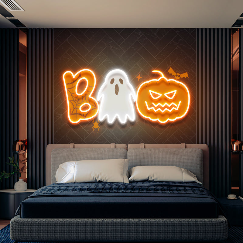 Halloween Boo Ghost Artwork Led Neon Sign Light
