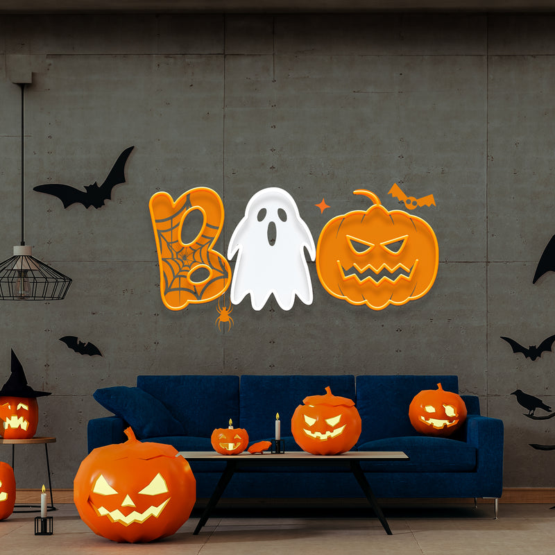 Halloween Boo Ghost Artwork Led Neon Sign Light