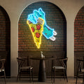 Hand Skull Pizza Artwork Led Neon Sign Light