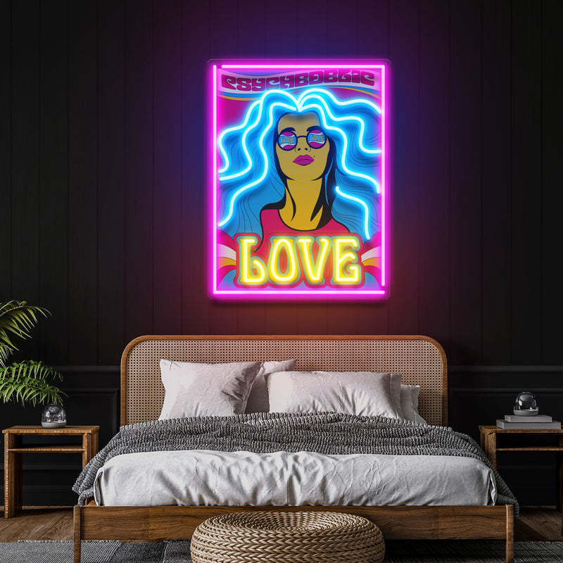 Hippie Girl Pop Art Led Neon Sign Light