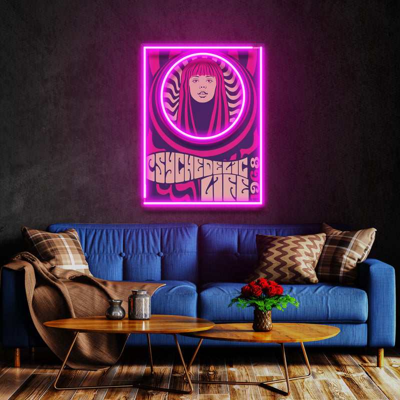 Hippie Woman Psychedelic Pop Art Led Neon Sign Light
