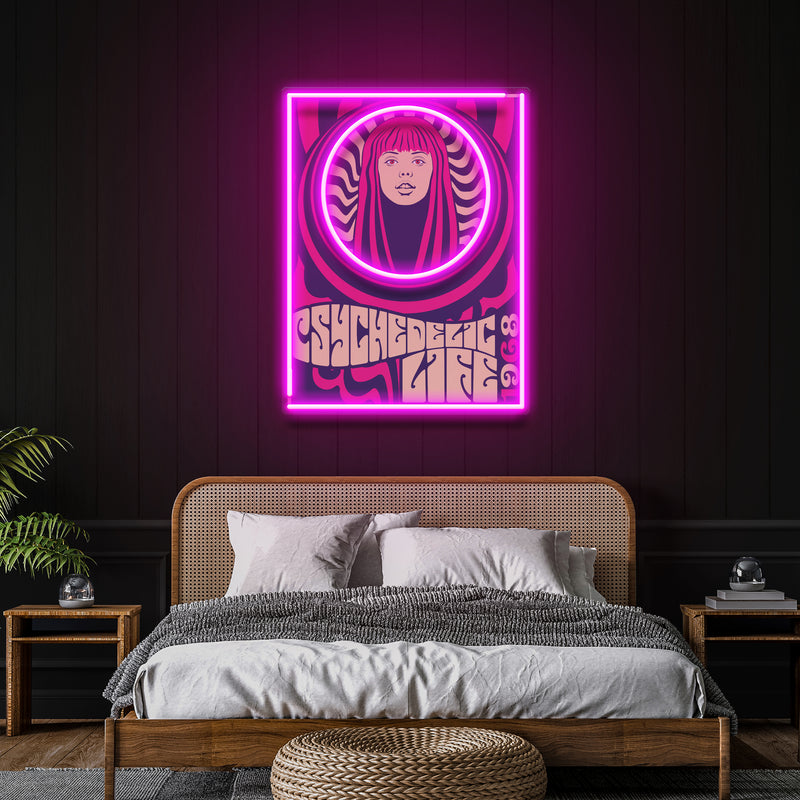Hippie Woman Psychedelic Pop Art Led Neon Sign Light