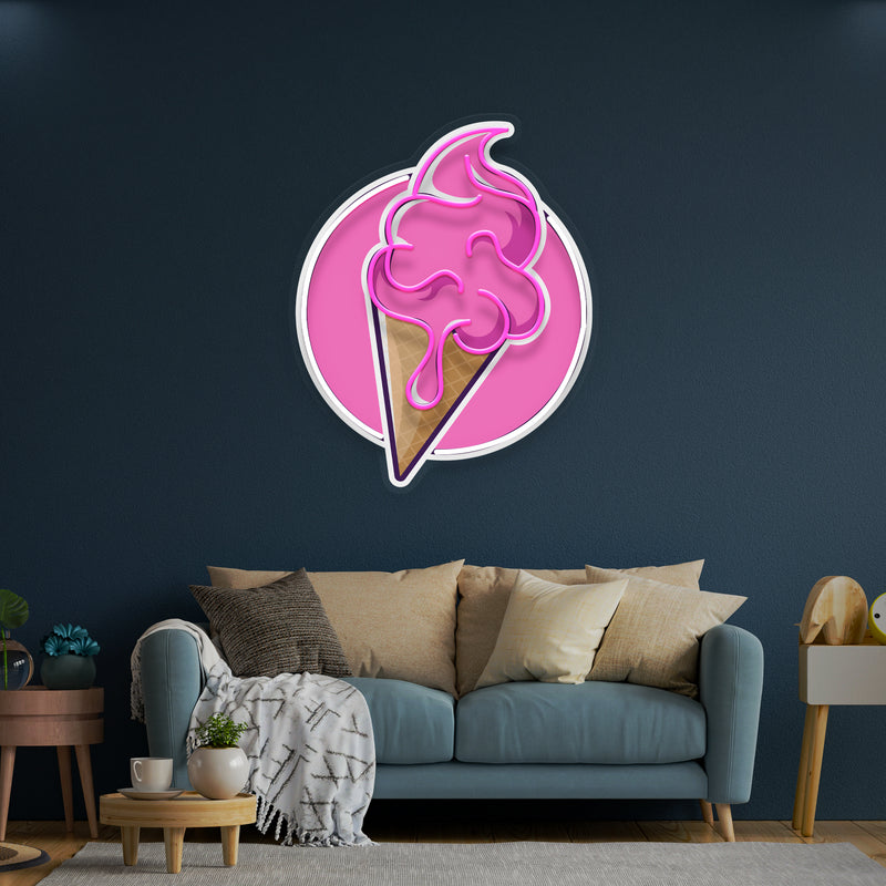Ice Cream Cartoon Cute Artwork Led Neon Sign Light