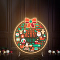 Merry Christmas LED Neon Sign with Festive Icons and Bow Accent