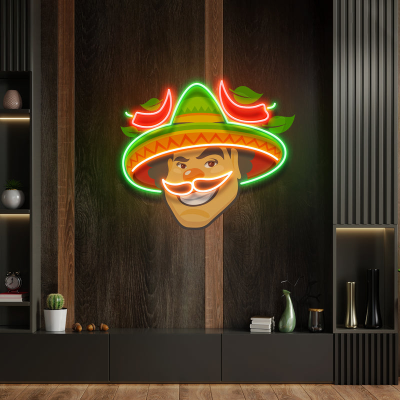 Mexican Man Logo Royalty Artwork Led Neon Sign Light