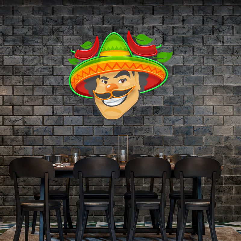 Mexican Man Logo Royalty Artwork Led Neon Sign Light