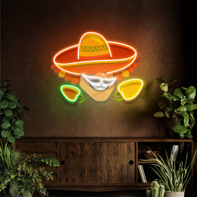 Mexico Logo Food Male Artwork Led Neon Sign Light
