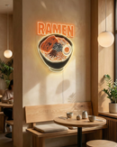 Minimal Ramen Bowl Neon Sign – Modern Japanese LED Wall Art