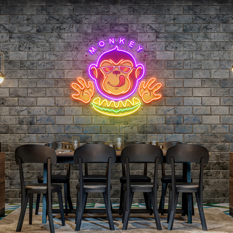 Monkey Logo Hotdog Artwork Led Neon Sign Light