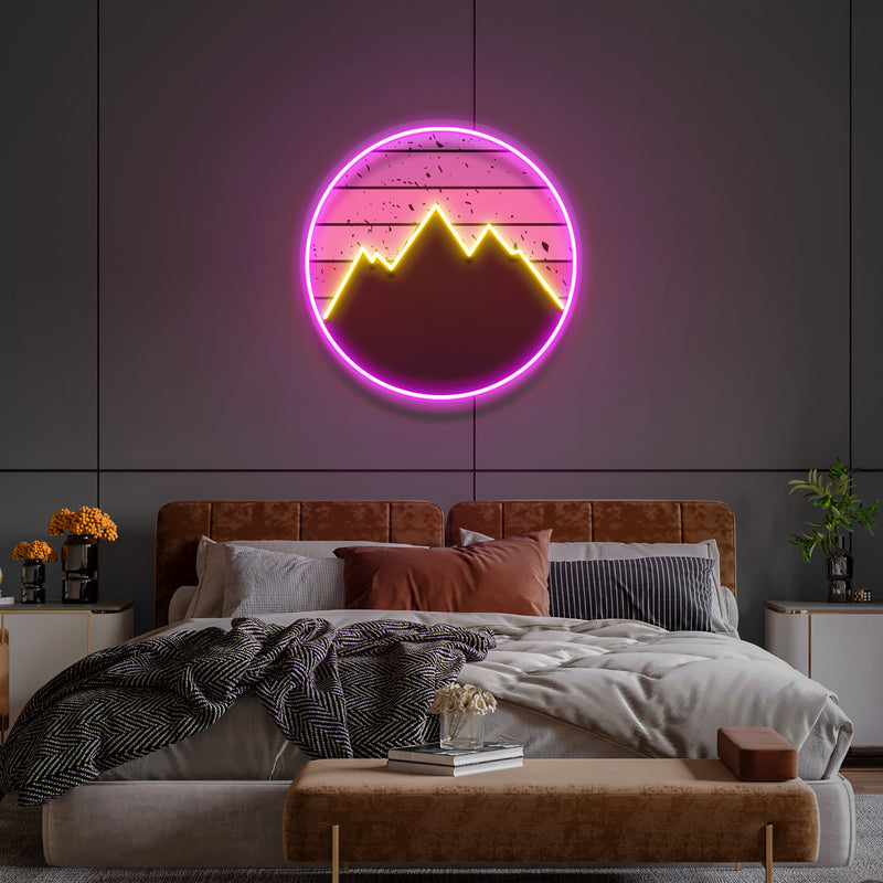 Mountain With Sunset Artwork Led Neon Sign Light