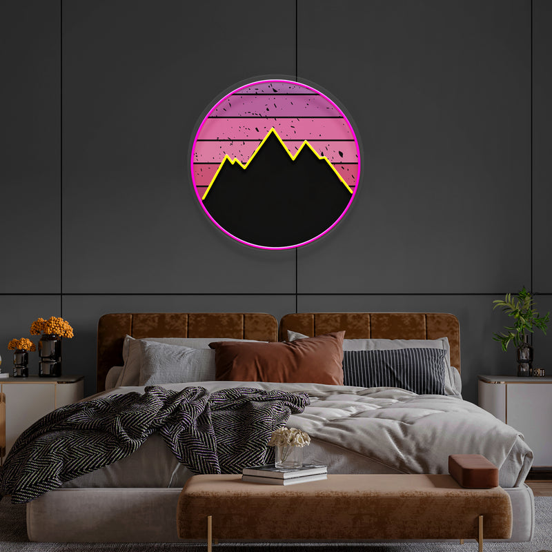 Mountain With Sunset Artwork Led Neon Sign Light