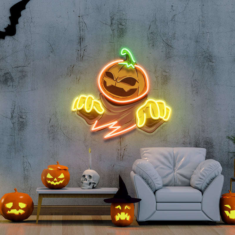 Mummy Pumpkin Halloween Artwork Led Neon Sign Light