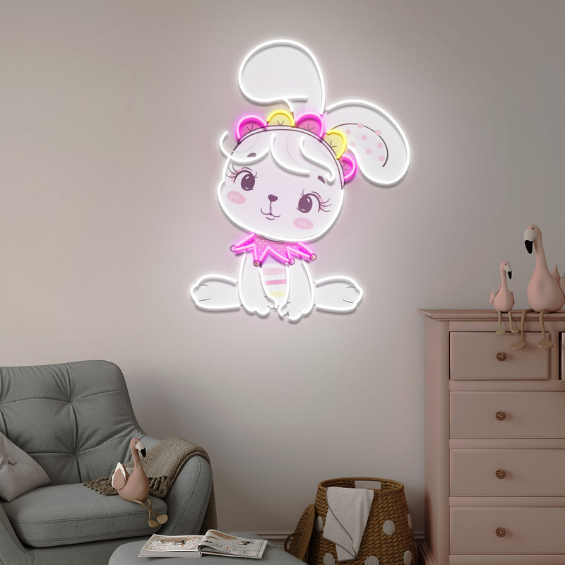 Personalized Baby Rabbit Girl Gift For Kids Artwork Led Neon Sign Light