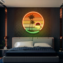 Retro Tropical Sunset Artwork Led Neon Sign Light