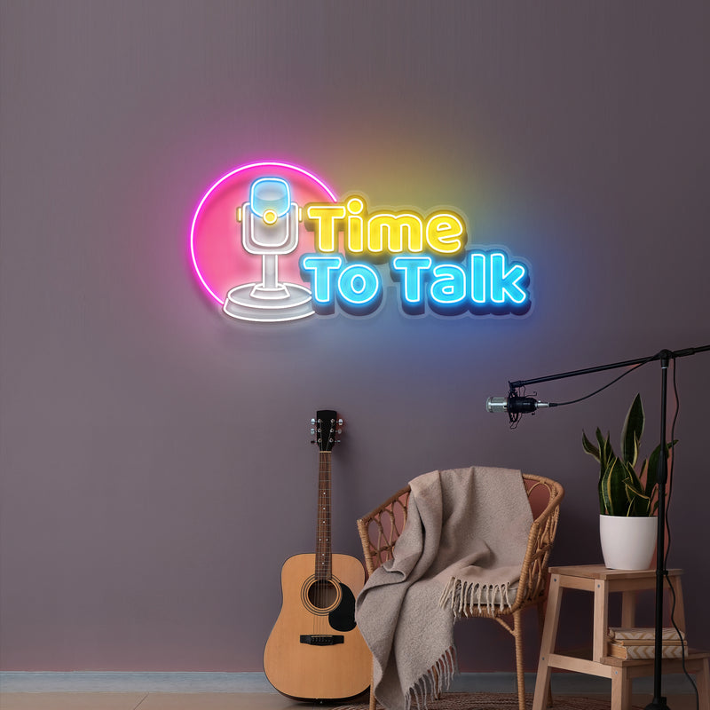 "Time To Talk" Podcast LED Neon Sign - Custom Artwork