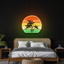 Tropical Palm Trees Retro Vintage Sunset Artwork Led Neon Sign Light