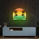 Tropical Retro Vintage Sunset Palm Tree Artwork Led Neon Sign Light