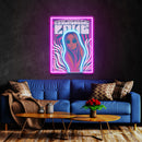 Vintage Hippie Woman Psychedelic Pop Art Led Neon Sign Light