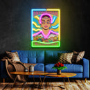 Vintage Hippie Woman Psychedelic Pop Art Led Neon Sign Light