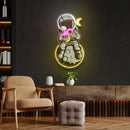 Astronaut With Donut And Coffee On Moon Artwork Led Neon Sign Light