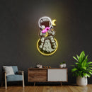 Astronaut With Donut And Coffee On Moon Artwork Led Neon Sign Light