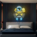 Astronaut Relax With Pizza And Beer Artwork Led Neon Sign Light