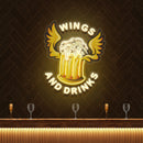 Beer Drinks and Wings Mascot Artwork Led Neon Sign Light