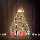 Santa Hat Christmas Tree LED Neon Sign with Festive Ornaments and Gifts