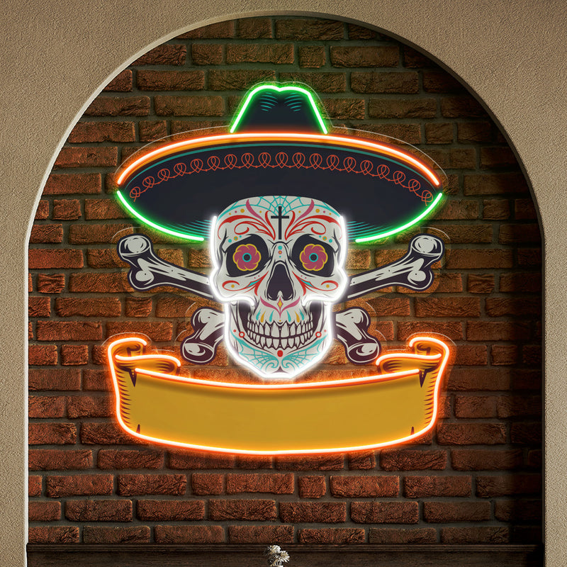 Custom Name Day Of Dead Mexican Artwork Led Neon Sign Light