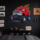 Flaming Monster Truck Neon Sign – Off-Road LED Wall Art