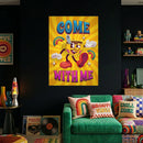 Retro Cartoon Neon Sign – “Come With Me” Groovy Wall Art