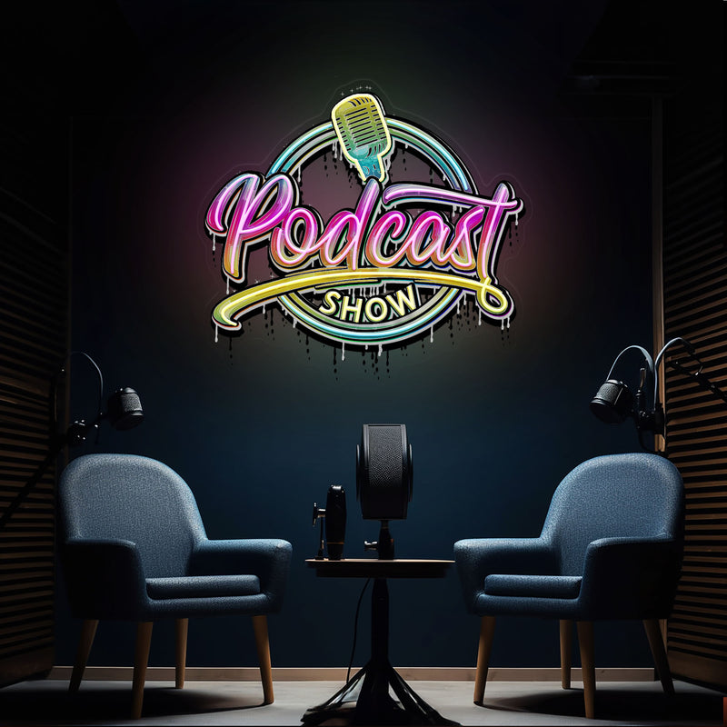 LED Neon Sign for Podcast Show - Custom Artwork Design