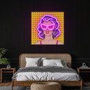 Woman In Pink Sunglasses With Dollar In Retro Pop Art Led Neon Sign Light